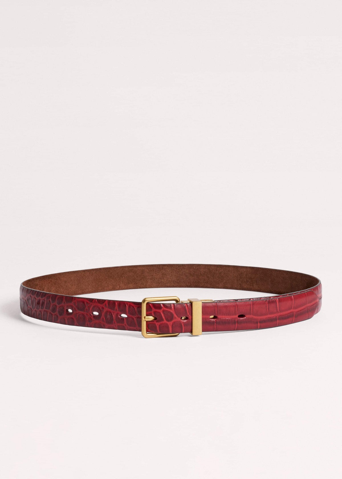 ME+EM Accessories Red Italian Croc Print Reversible Belt
