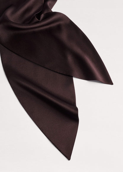 ME+EM Accessories Brown Silk Satin Evening Scarf