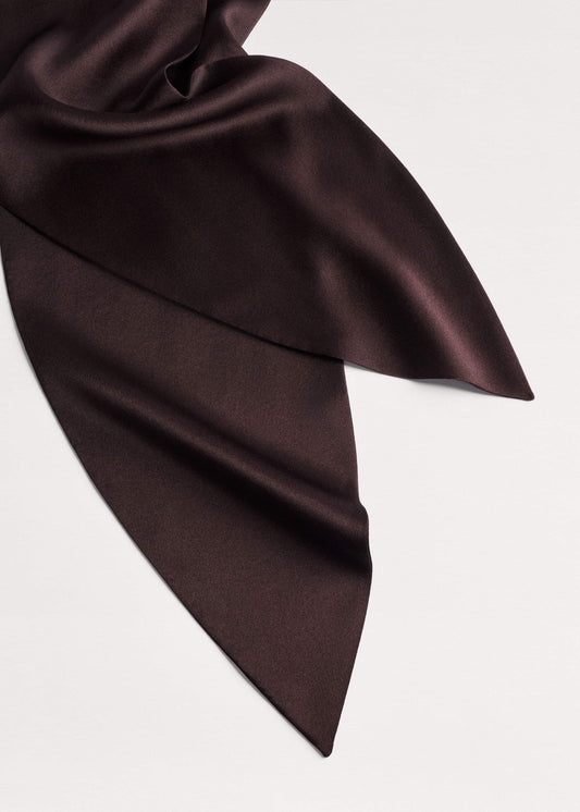 ME+EM Accessories Brown Silk Satin Evening Scarf