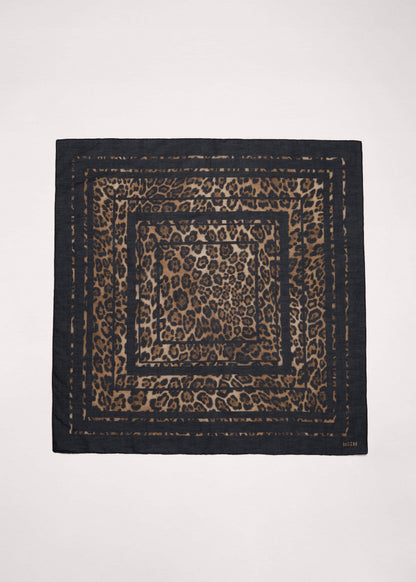 ME+EM Accessories Brown Leopard Border Scarf
