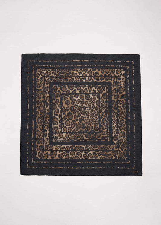ME+EM Accessories Brown Leopard Border Scarf