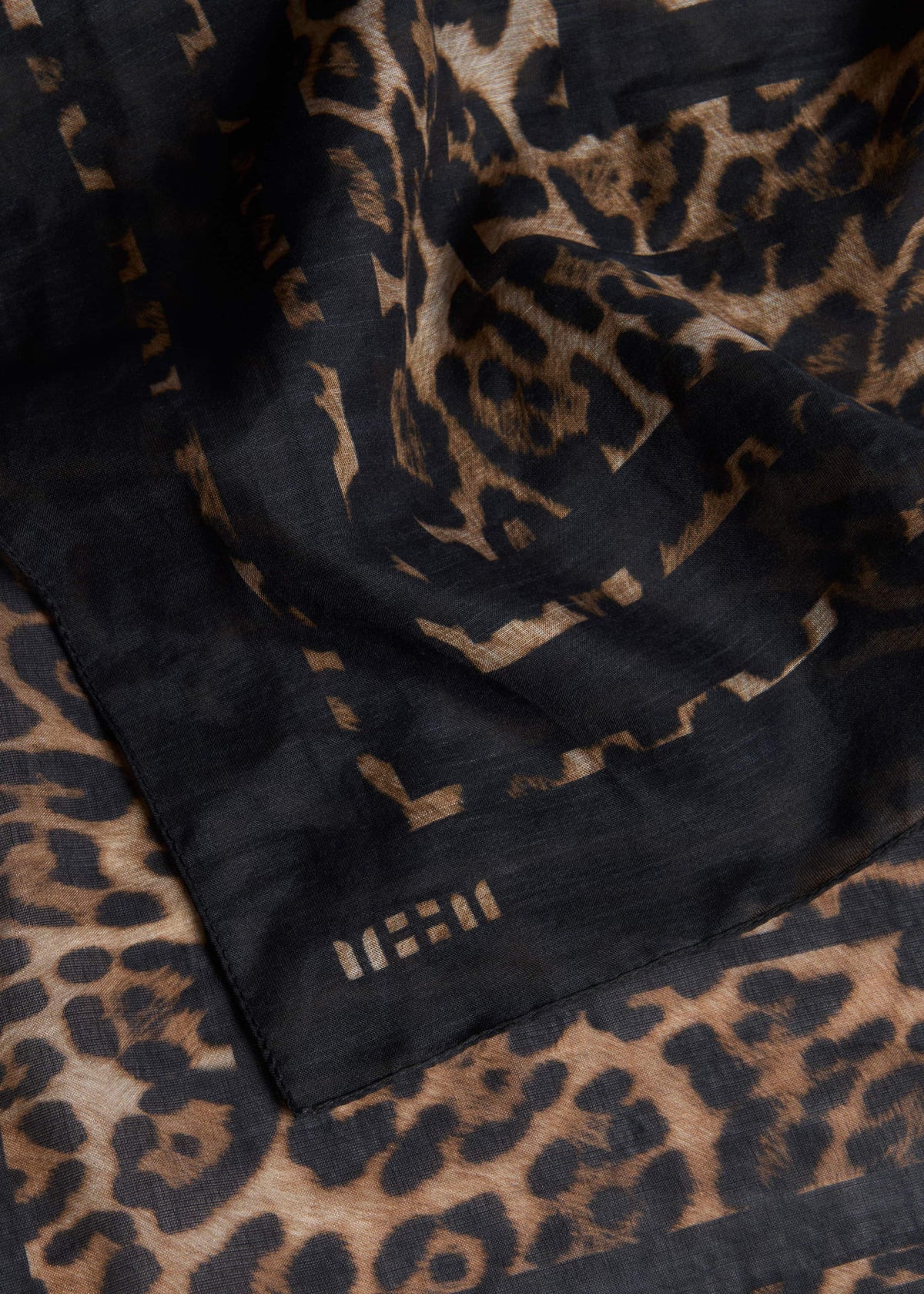 ME+EM Accessories Brown Leopard Border Scarf