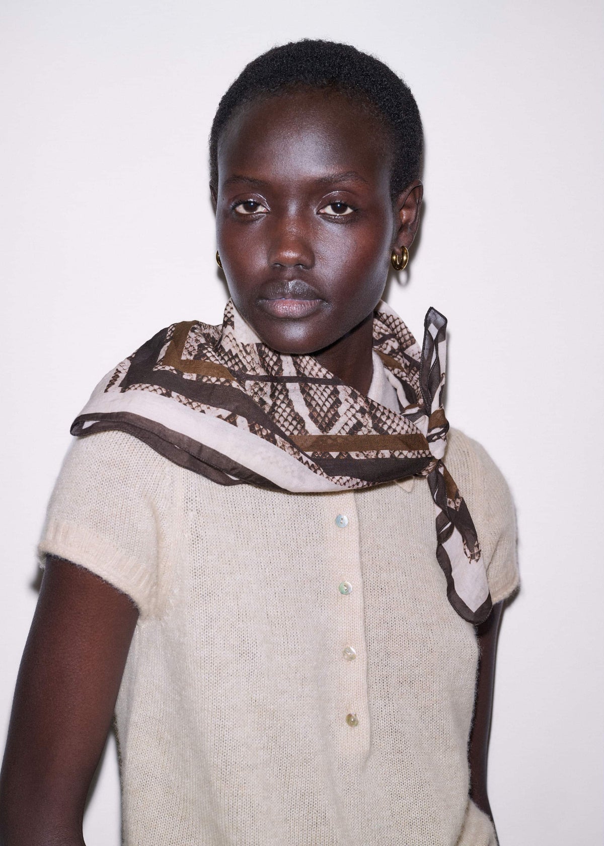 ME+EM Accessories Snake Print Border Scarf