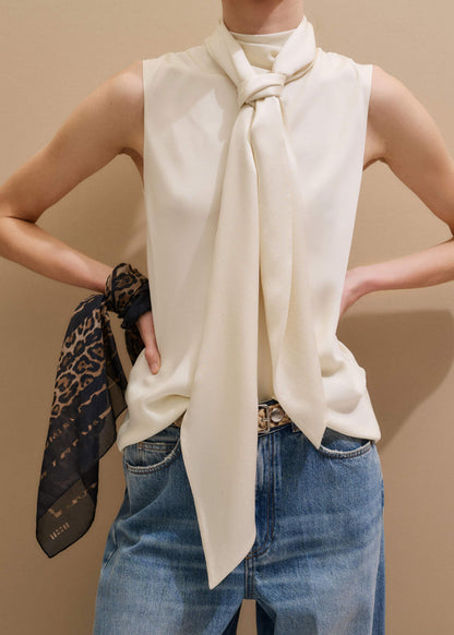 ME+EM Accessories Cream Silk Satin Evening Scarf