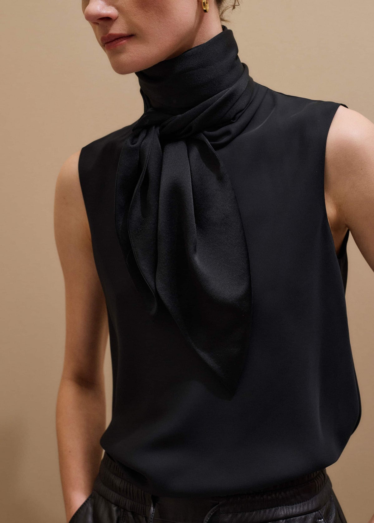 ME+EM Accessories Black Silk Satin Evening Scarf