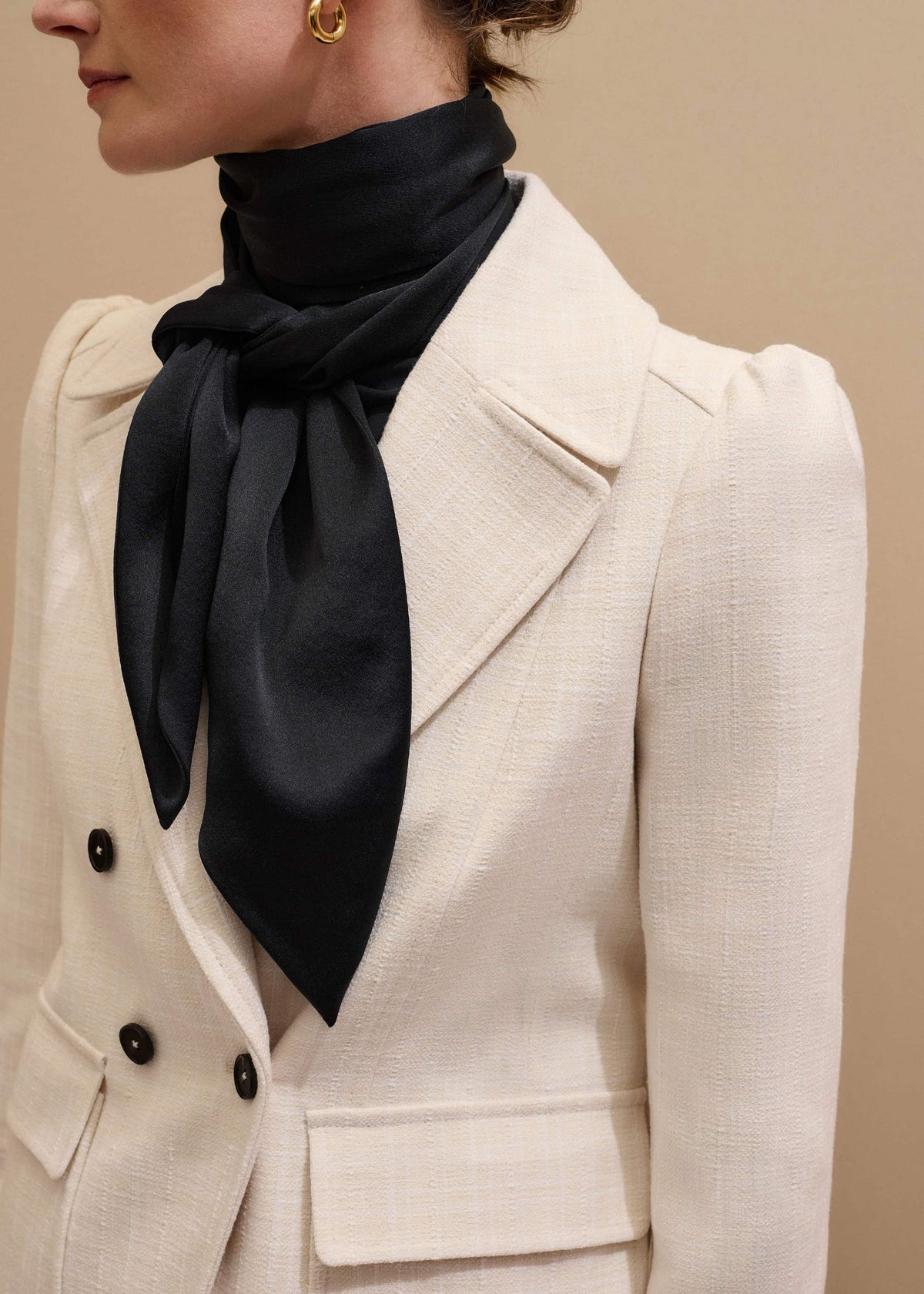 ME+EM Accessories Black Silk Satin Evening Scarf