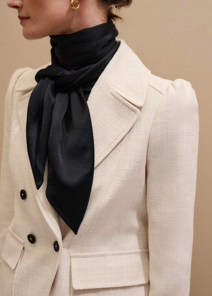 ME+EM Accessories Black Silk Satin Evening Scarf