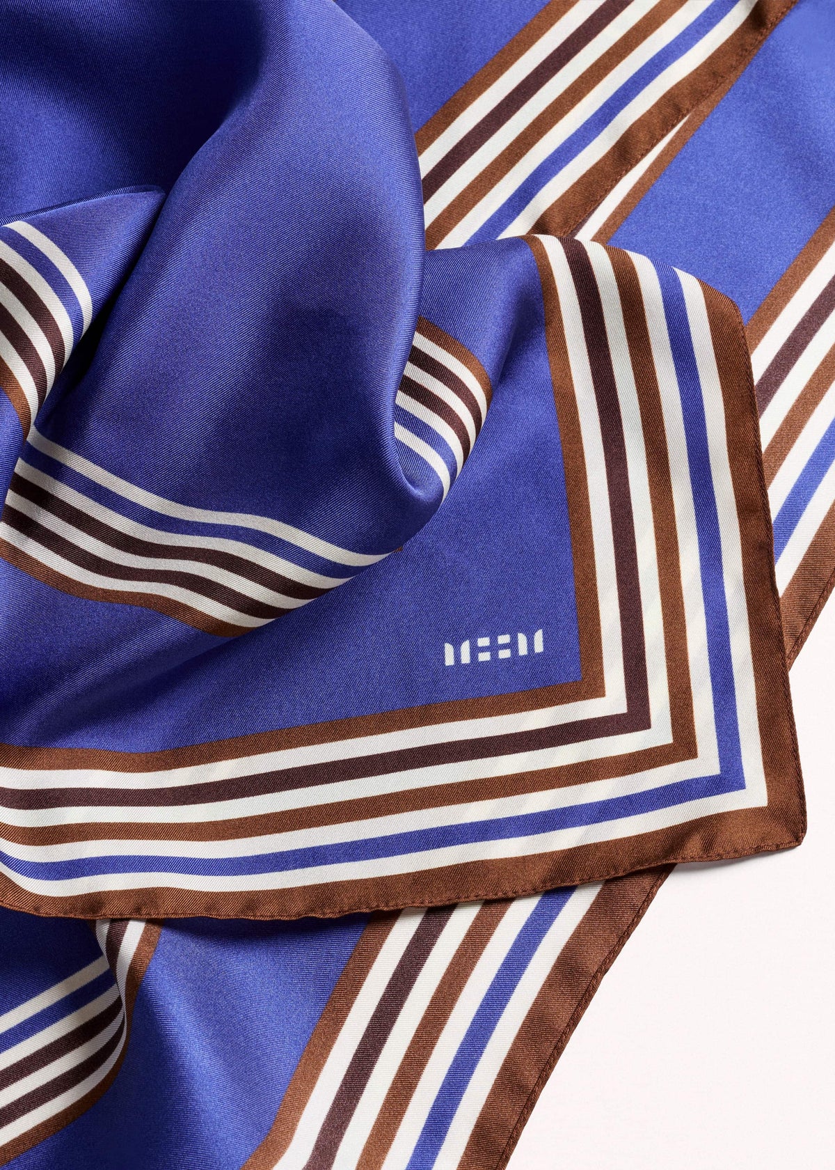 ME+EM Accessories Blue Striped Silk Multi-Border Scarf