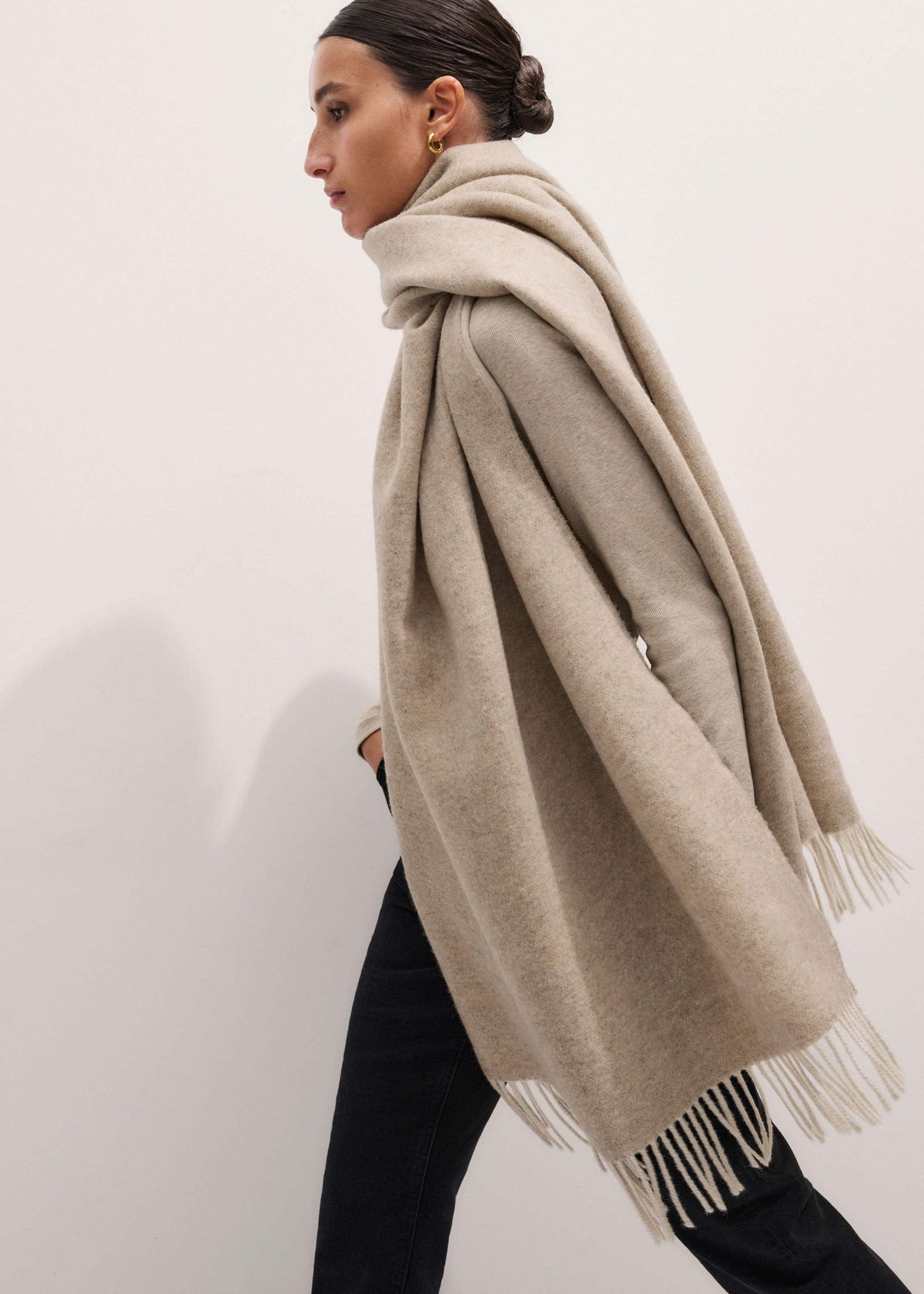 ME+EM Accessories Cream Cashmere Blend Travel Scarf
