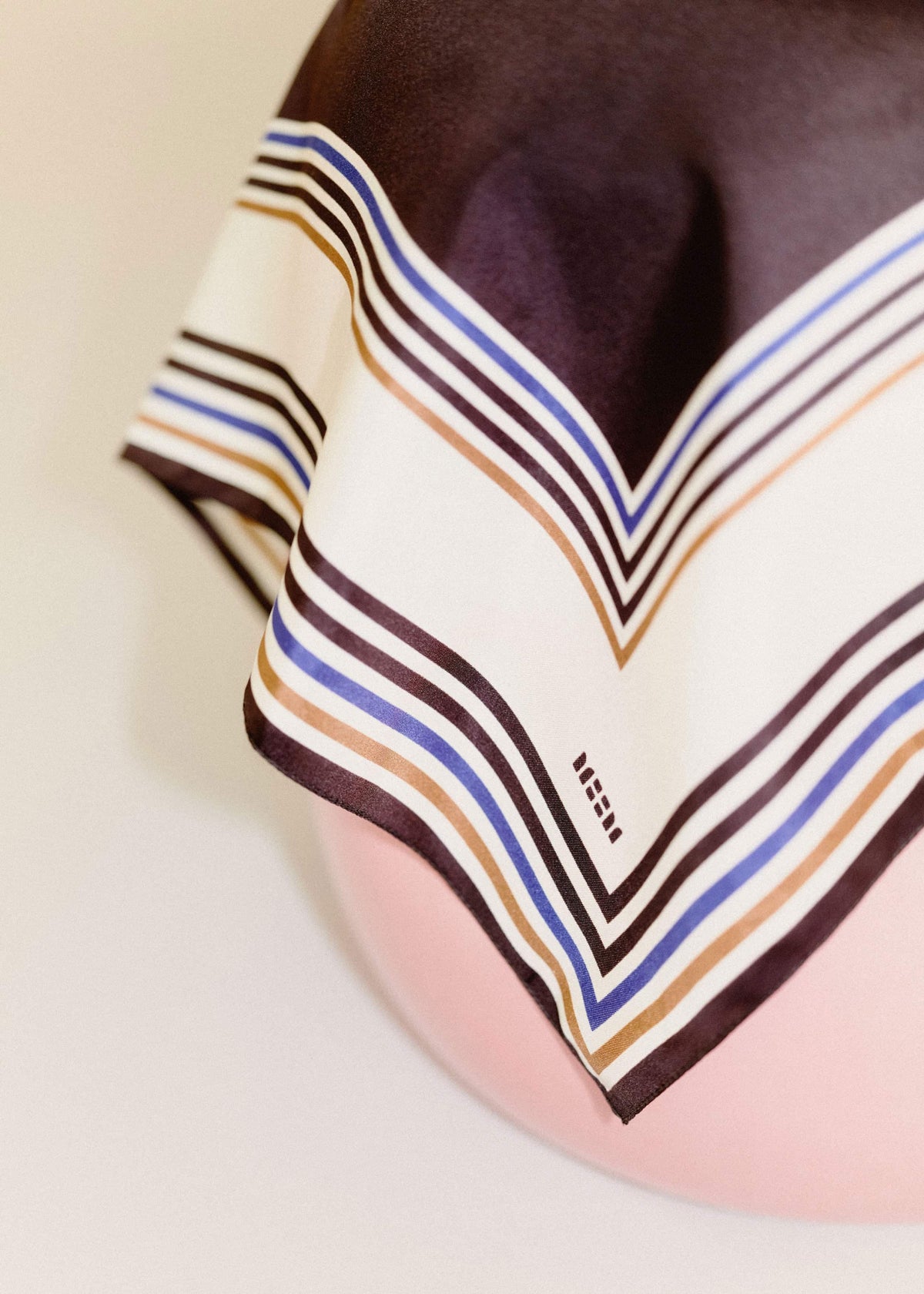 ME+EM Accessories Brown Striped Silk Multi-Border Scarf