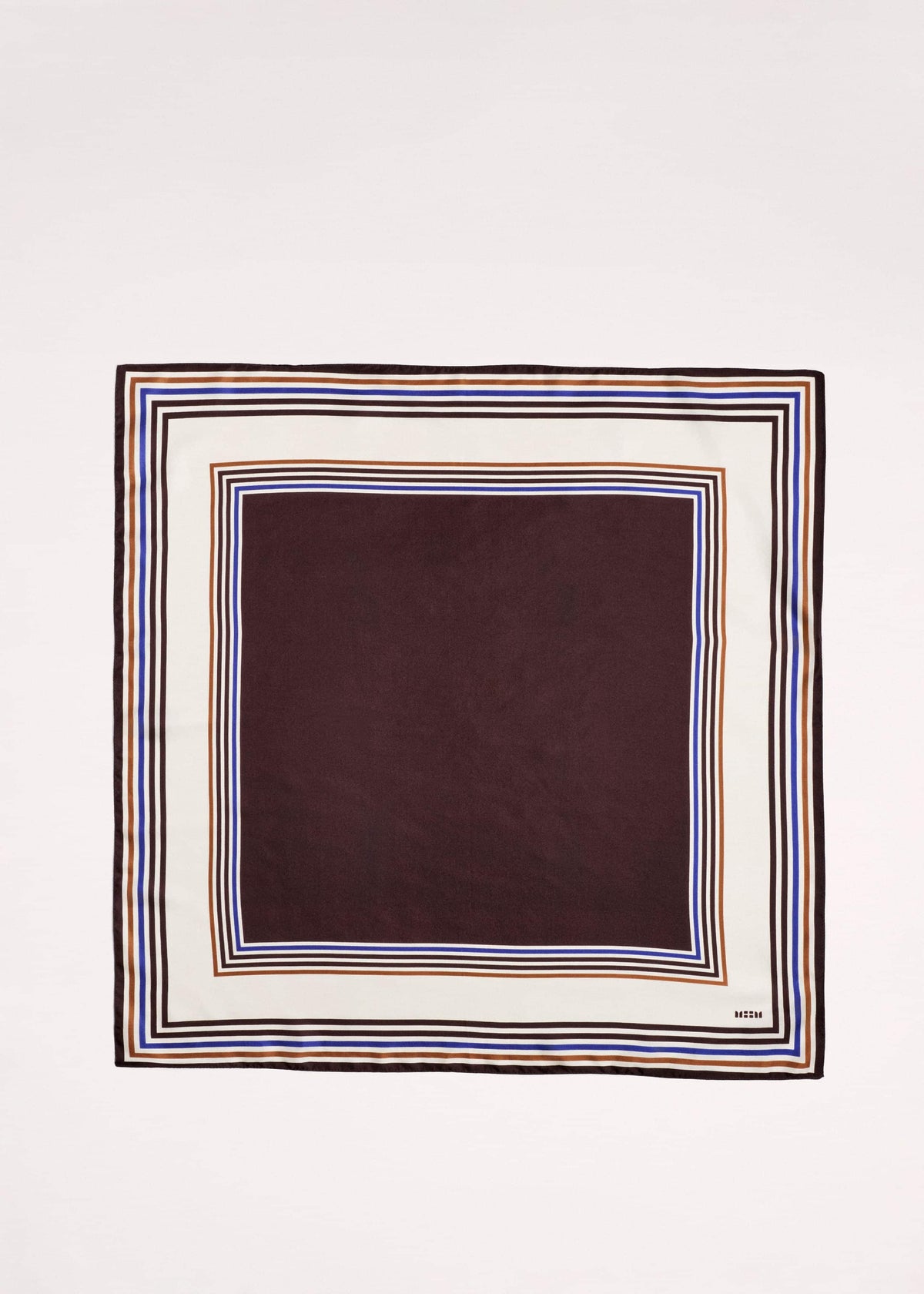 ME+EM Accessories Brown Striped Silk Multi-Border Scarf