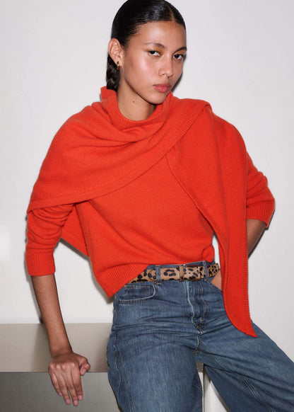 ME+EM Accessories Orange Cashmere Triangle Knit Scarf