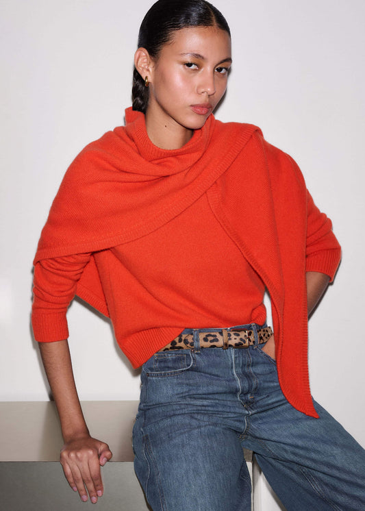 ME+EM Accessories Orange Cashmere Triangle Knit Scarf