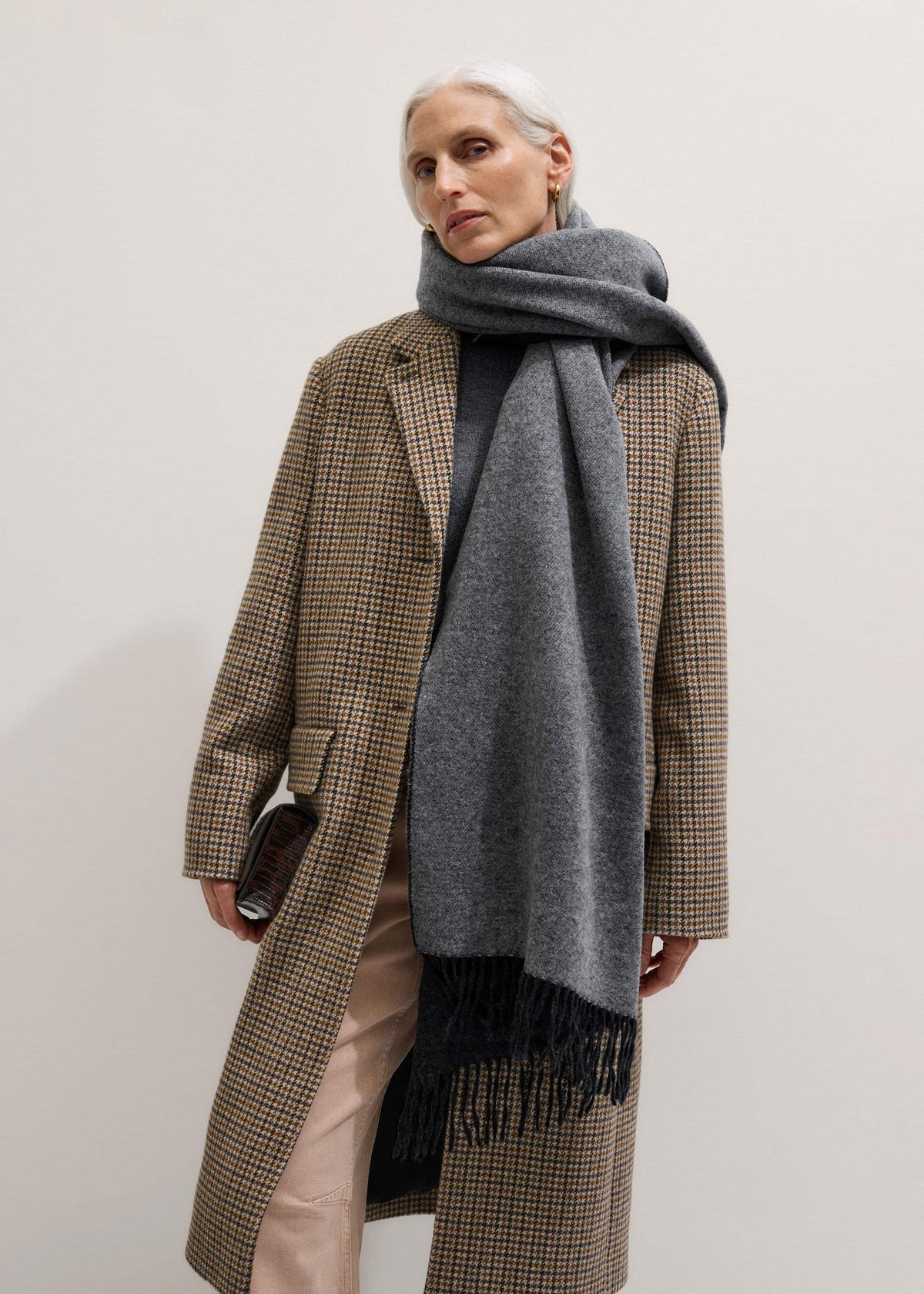 ME+EM Accessories Gray Cashmere Blend Travel Scarf