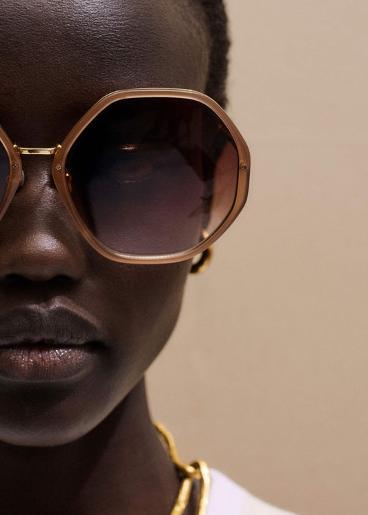 ME+EM Accessories Smokey Nude Heptagonal Frame Sunglasses
