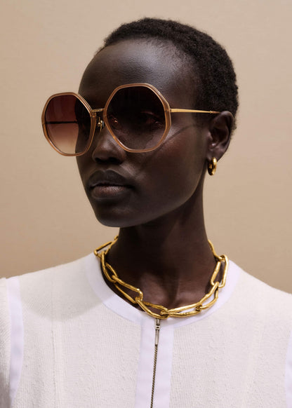 ME+EM Accessories Smokey Nude Heptagonal Frame Sunglasses