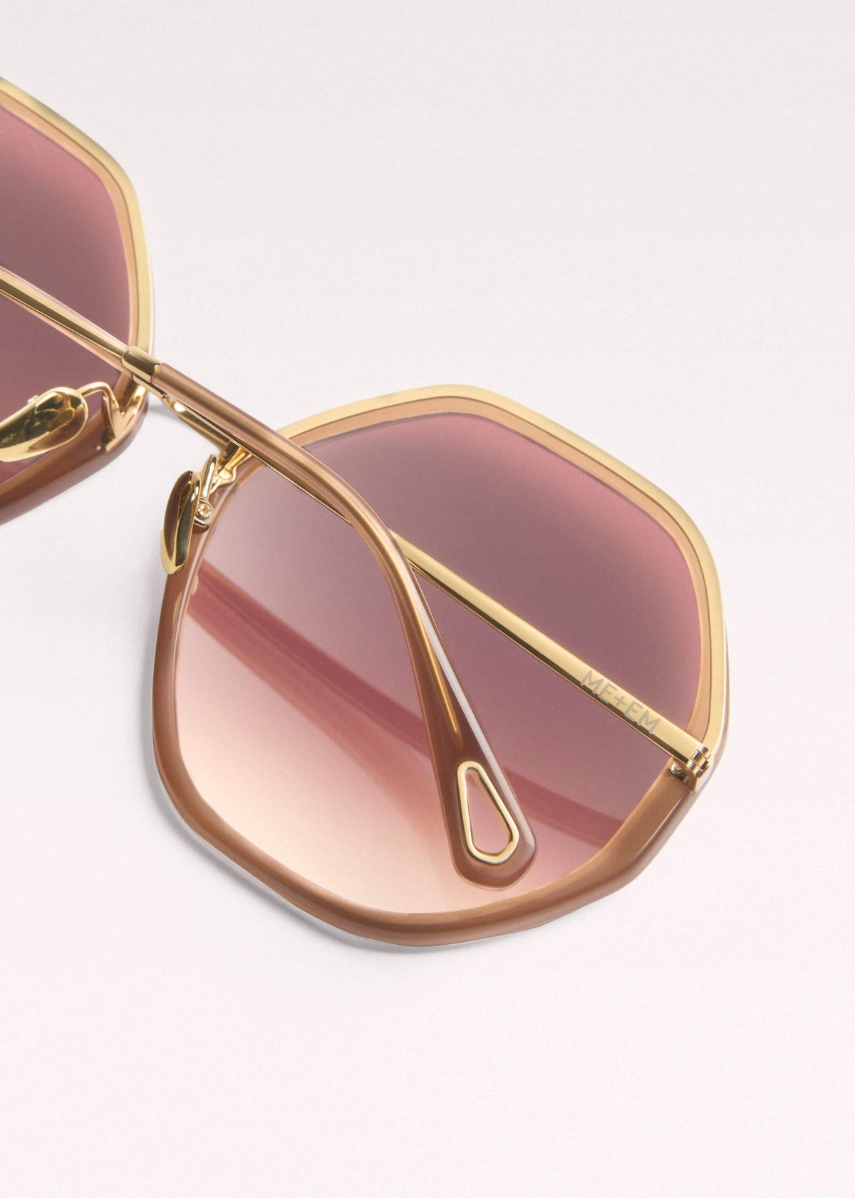 ME+EM Accessories Smokey Nude Heptagonal Frame Sunglasses