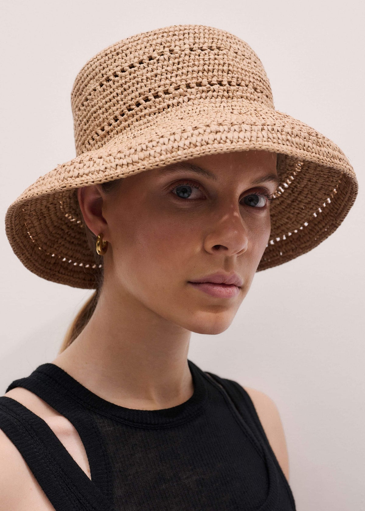 ME+EM Accessories Brown Summer Raffia Bucket Hat
