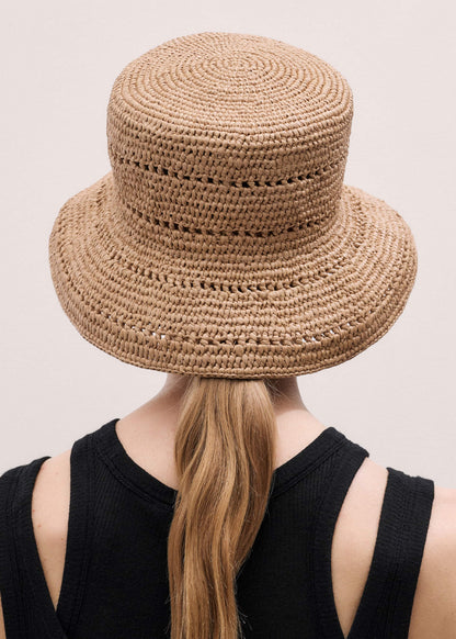 ME+EM Accessories Brown Summer Raffia Bucket Hat