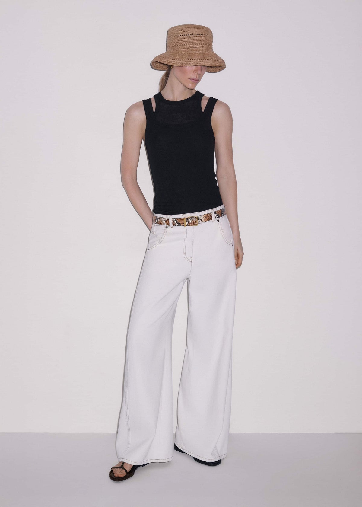 ME+EM Accessories Brown Summer Raffia Bucket Hat