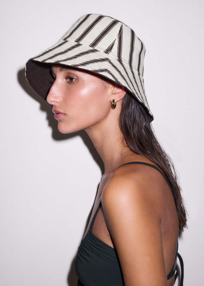ME+EM Accessories Brown Striped Reversible Bucket Hat